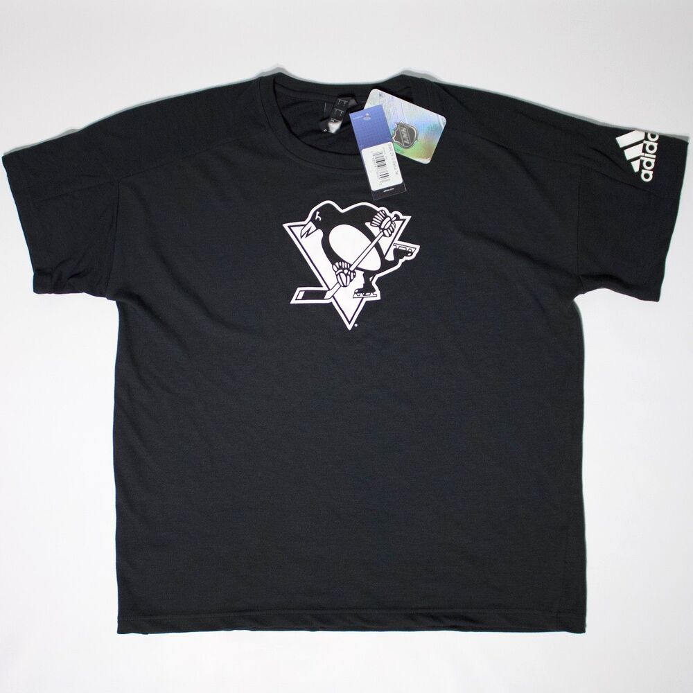 NWT Adidas Stadium Tee NHL Pittsburgh Penguins Black Short Sleeve Men Size L